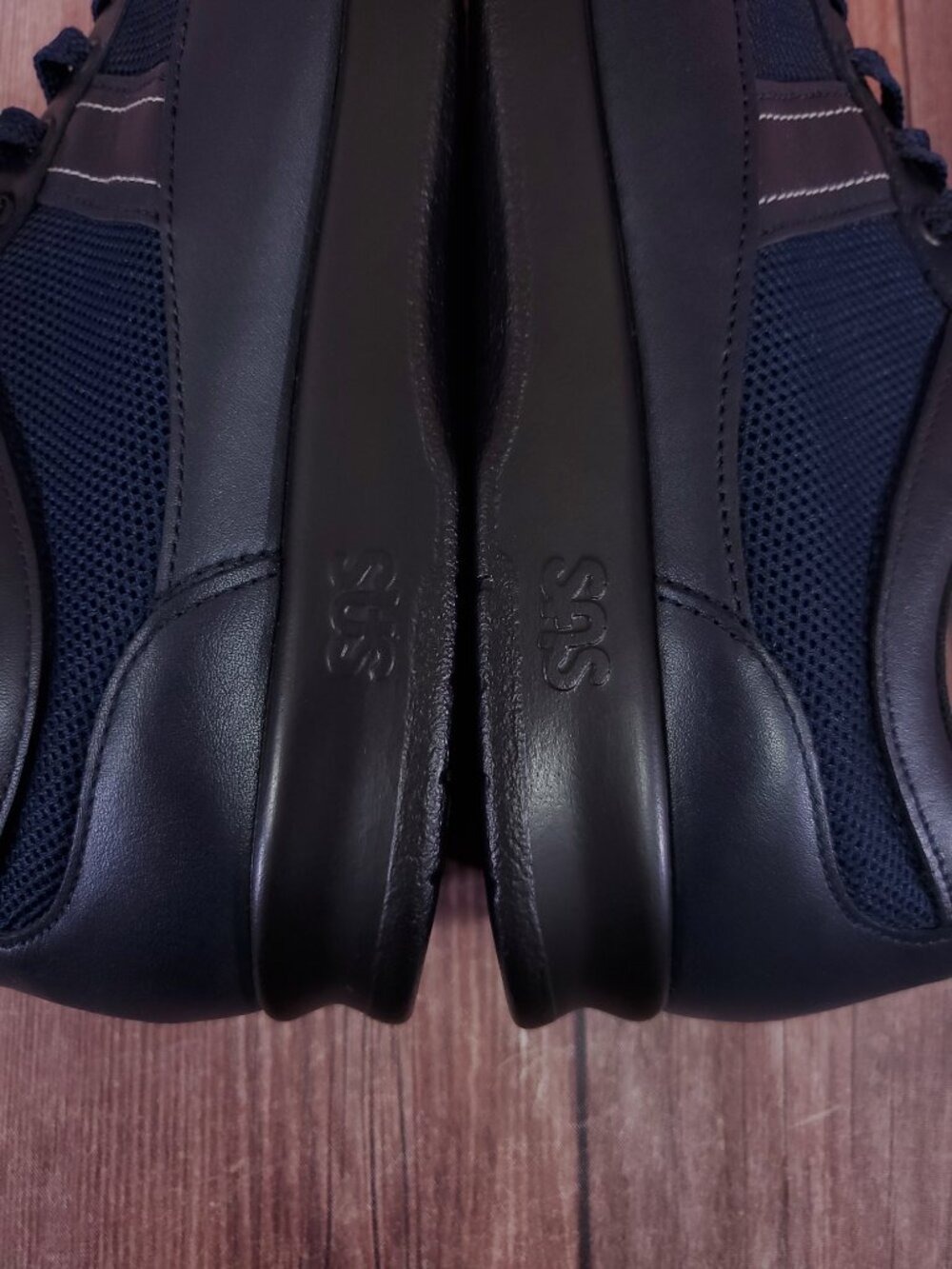SAS FT Mesh Walking Shoes Womens 9.5 WW Leather Sneakers Comfort USA Navy Blue - Picture 9 of 14
